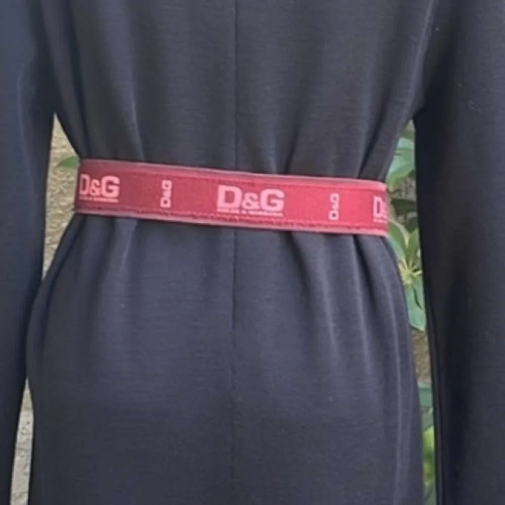 Vintage burgundy/pink Dolce & Gabbana leather/canvas large belt